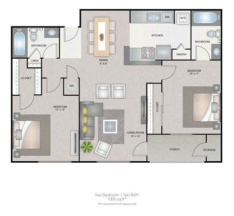Park Avenue Apartments Tampa Florida Two Bedroom Two Bathroom Floorplan